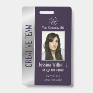 Personalized Corporate Employee Purple ID Badge