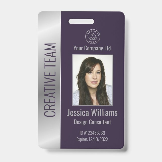 Personalized Corporate Employee Purple ID Badge (Front)