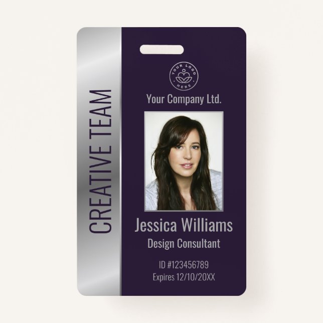 Personalized Corporate Employee Purple ID Badge (Front)
