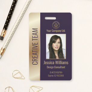 Personalized Corporate Employee Purple ID Badge