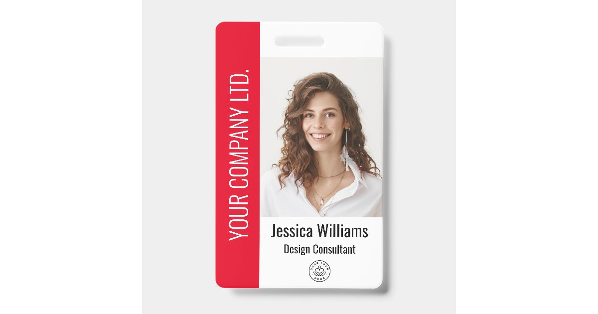 Personalized Corporate Employee Red ID Badge | Zazzle