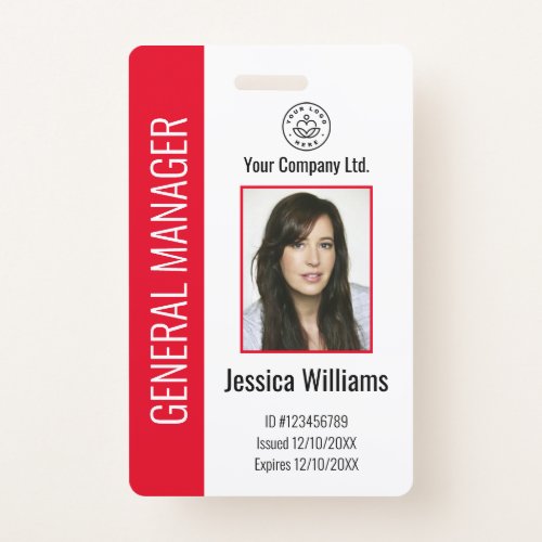 Personalized Corporate Employee Red ID Badge