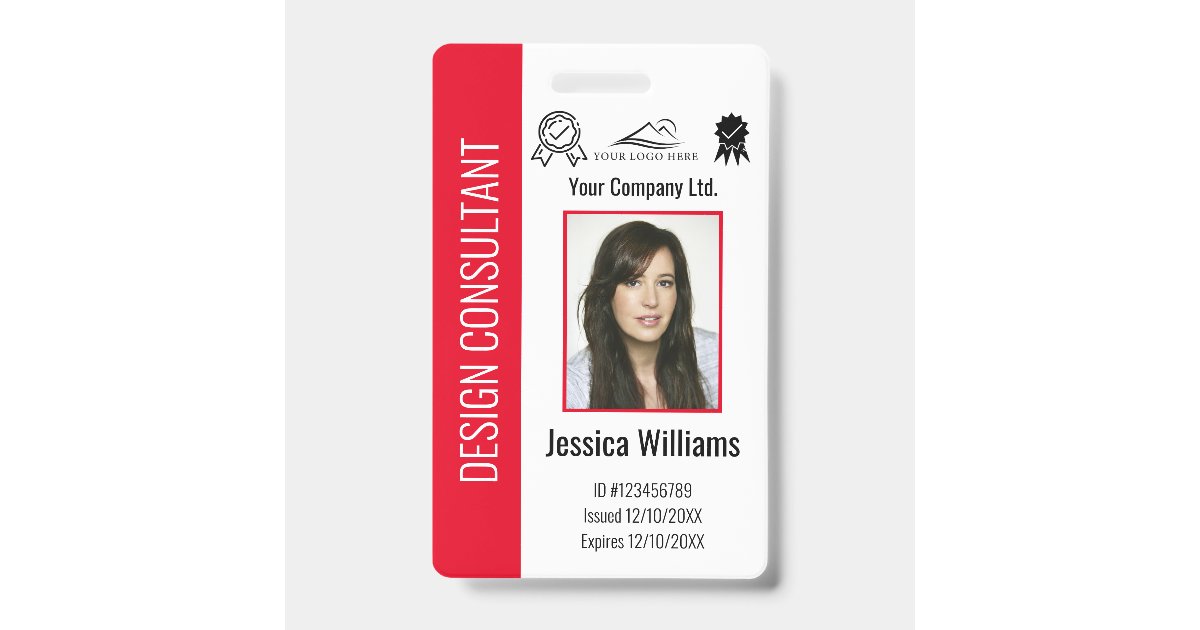 Personalized Corporate Employee Red ID Badge | Zazzle