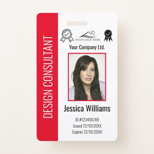 Personalized Corporate Employee Red ID  Badge