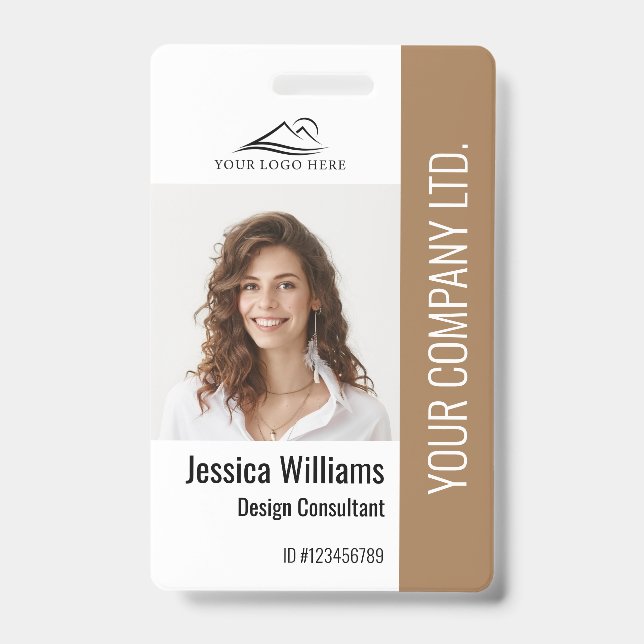 Personalized Corporate Employee Staff Brown ID Badge (Front)