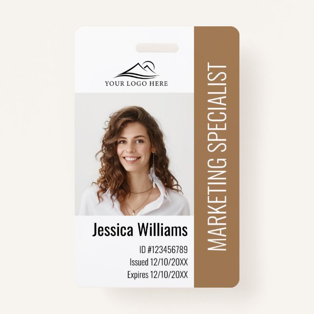 Personalized Corporate Employee Staff Brown ID Badge (Front)