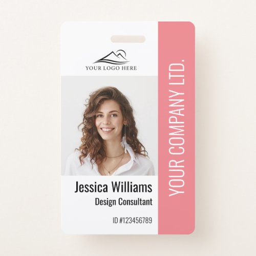 Personalized Corporate Employee Staff Pink ID Badge