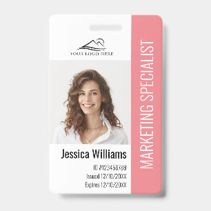 Personalized Corporate Employee Staff Pink ID Badge