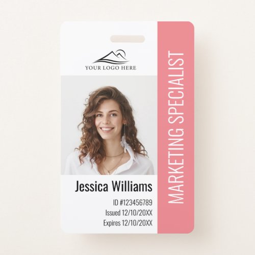 Personalized Corporate Employee Staff Pink ID Badge