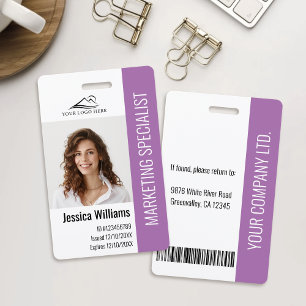 Personalized Corporate Employee Staff Purple ID Badge