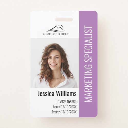 Personalized Corporate Employee Staff Purple ID Badge
