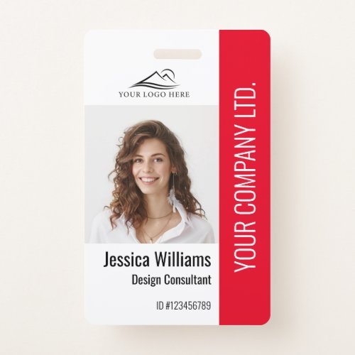 Personalized Corporate Employee Staff Red ID Badge