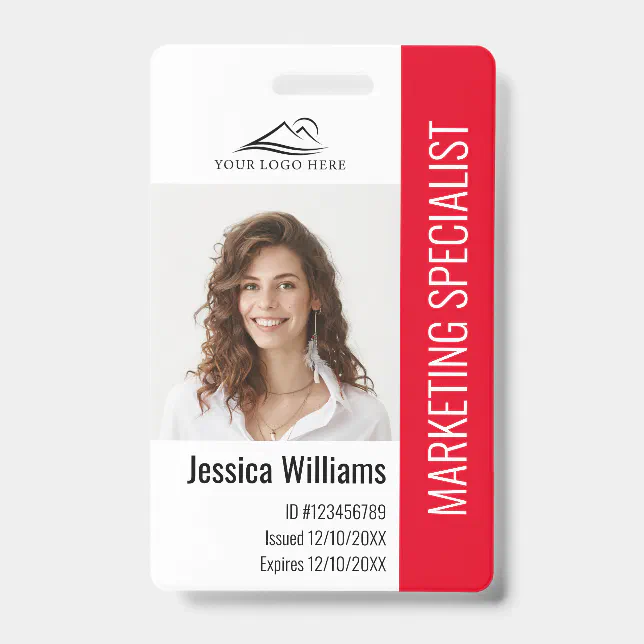 Personalized Corporate Employee Staff Red ID Badge | Zazzle
