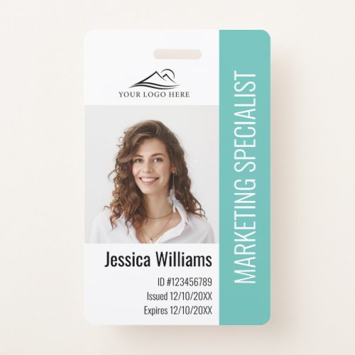 Personalized Corporate Employee Staff Teal ID Badge