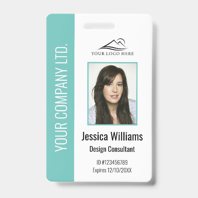 Personalized Corporate Employee Teal ID Badge (Front)