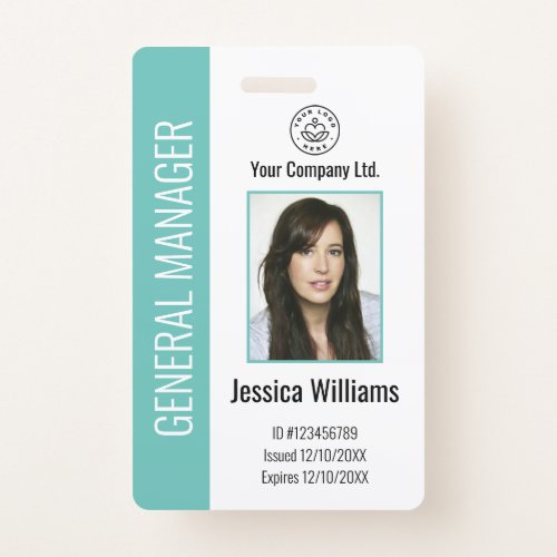 Personalized Corporate Employee Teal ID Badge