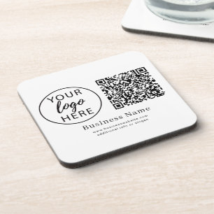 Personalized Corporate Logo QR Code Name Beverage Coaster