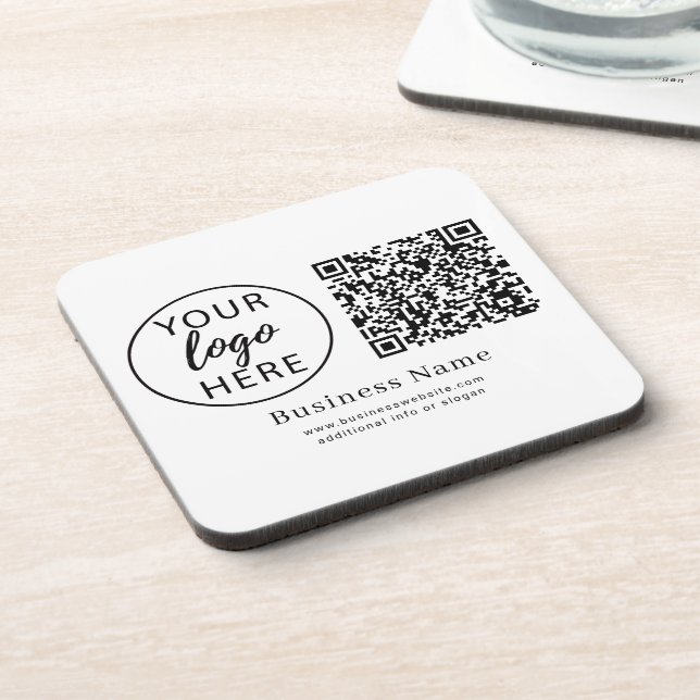 Personalized Corporate Logo QR Code Name Beverage Coaster (Left Side)