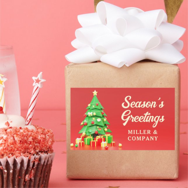 Personalized Corporate Season's Greetings Rectangular Sticker (Party)