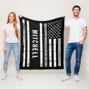 Personalized Correctional Officer Thin Gray Line Fleece Blanket
