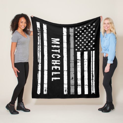 Personalized Correctional Officer Thin Gray Line Fleece Blanket