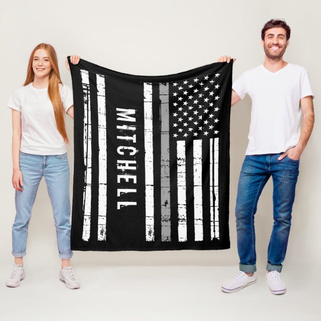 Personalized Correctional Officer Thin Gray Line Fleece Blanket (In Situ)