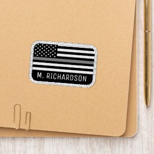 Personalized Corrections Officer Thin Silver Line Patch
