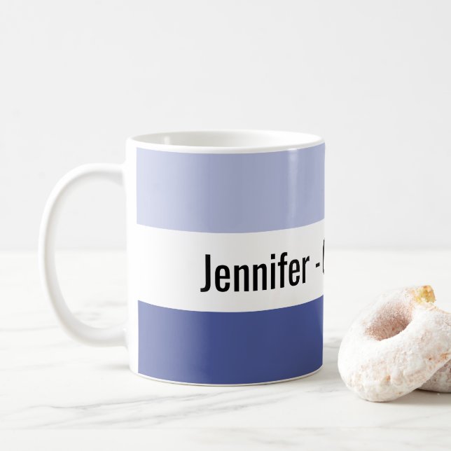 Personalized Corrie Addict Two Tone Blue Coffee Mug (With Donut)