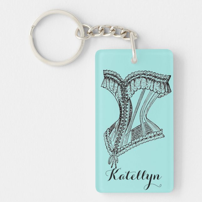 Personalized Corset Keychain with quote (Front)