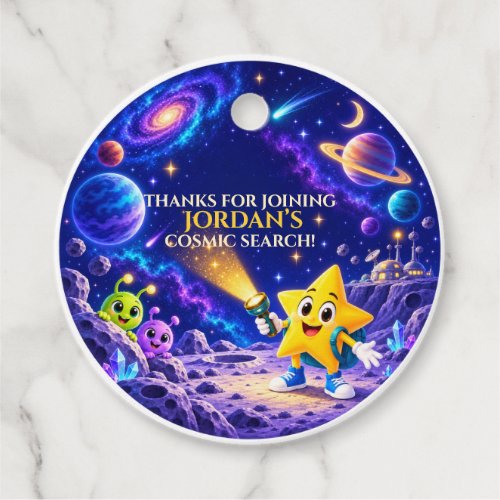Personalized Cosmic Party Kids Space Birthday Favor Tags
