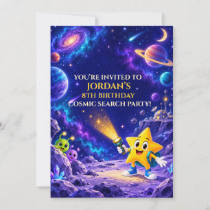 Personalized Cosmic Party Kids Space Birthday Invitation