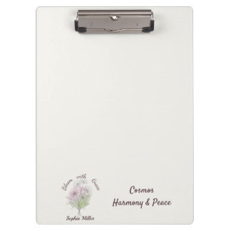 Personalized Cosmos Custom Name Botanical Floral Clipboard