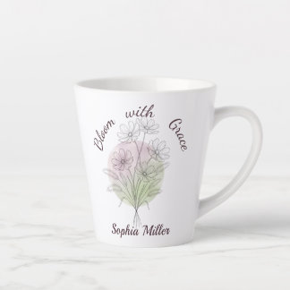 Personalized Cosmos Custom Name Botanical Floral Latte Mug