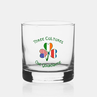 Personalized Costa Rican Irish American Shamrock Whiskey Glass