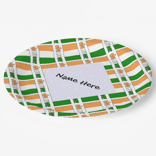 Personalized Côte d'Ivoire Ivory Coast Flag Tiled  Paper Plates (Angled)