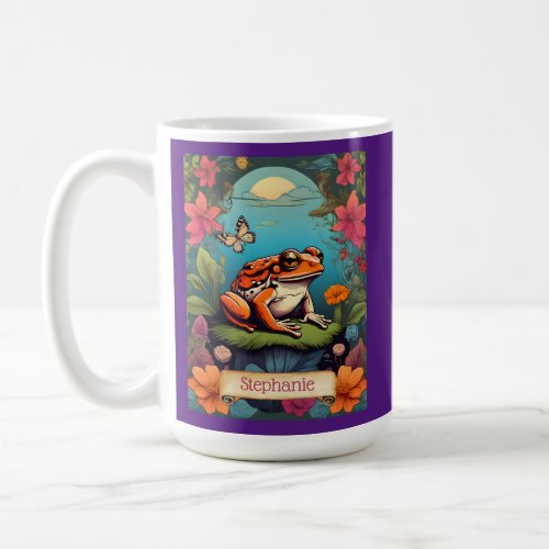 Personalized Cottage Core Vintage Frog Boho Coffee Mug