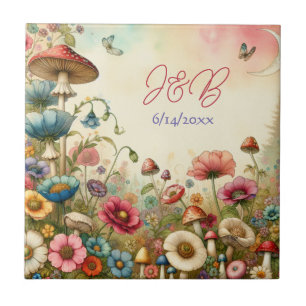 Personalized Cottage Core Wedding Ceramic Tile