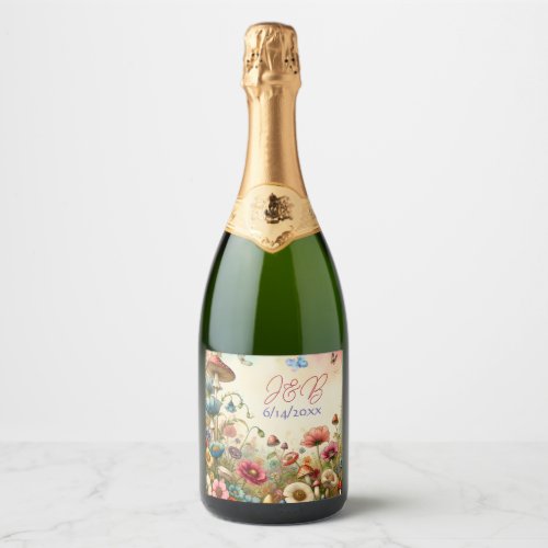 Personalized Cottage Core Wedding  Sparkling Wine Label