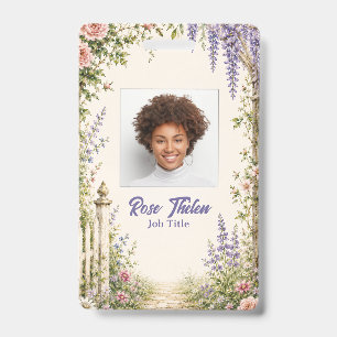Personalized Cottage Garden Floral ID Badge