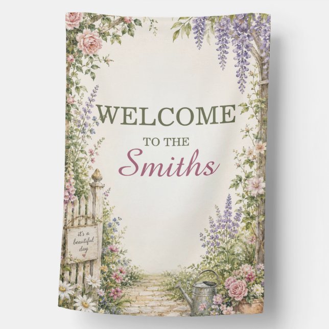 Personalized Cottage Garden House Flag (Front)