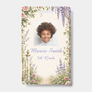 Personalized Cottage Garden Teacher ID Badge