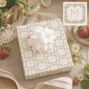 Personalized Cottagecore Initial Wrapping Paper Sheets