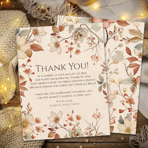 Personalized Cottagecore Neutral Autumn Wildflower Thank You Card