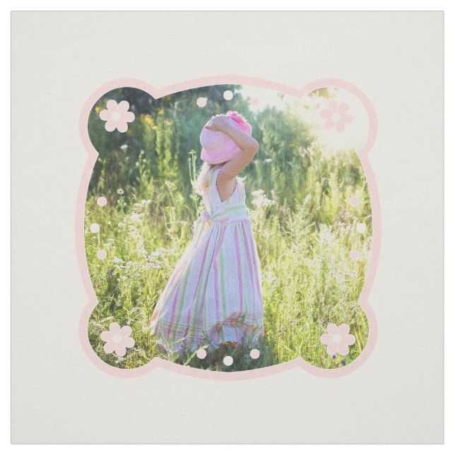 Personalized Cotton Quilt Square with Floral Pink Fabric (Swatch)