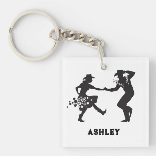 Personalized country and western dancing  keychain