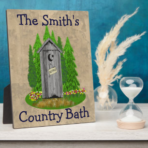 Personalized Country Bath Outhouse Bathroom Plaque