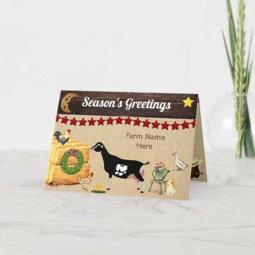 Personalized _ Country Christmas LaMancha Goat Card