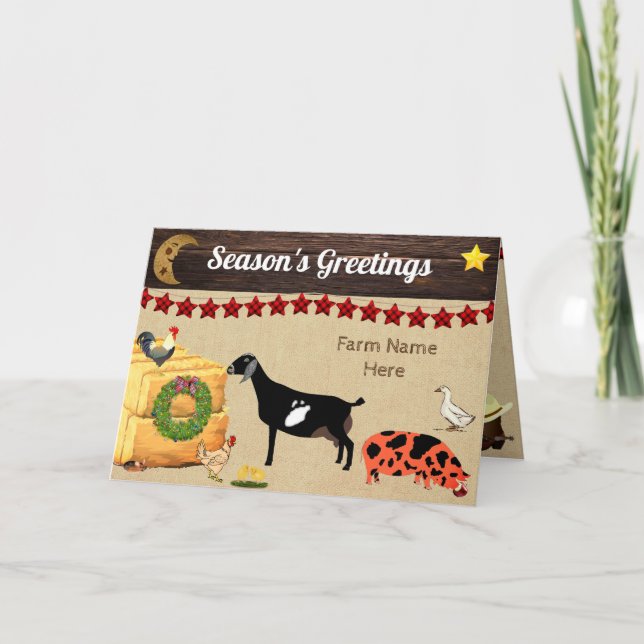 Personalized - Country Christmas Nubian Goat Card (Front)