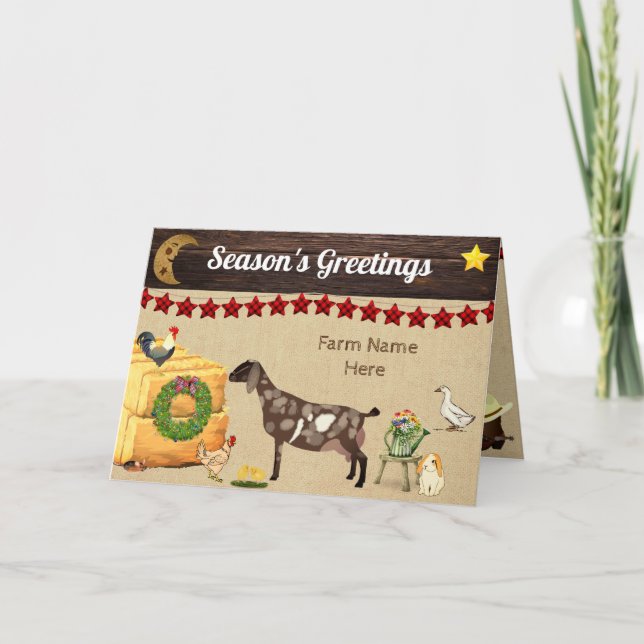 Personalized - Country Christmas Nubian Goat Farm Card (Front)