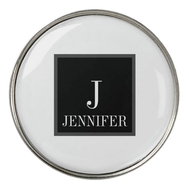 Personalized Country Club White Monogram Golf Ball Marker (Front)